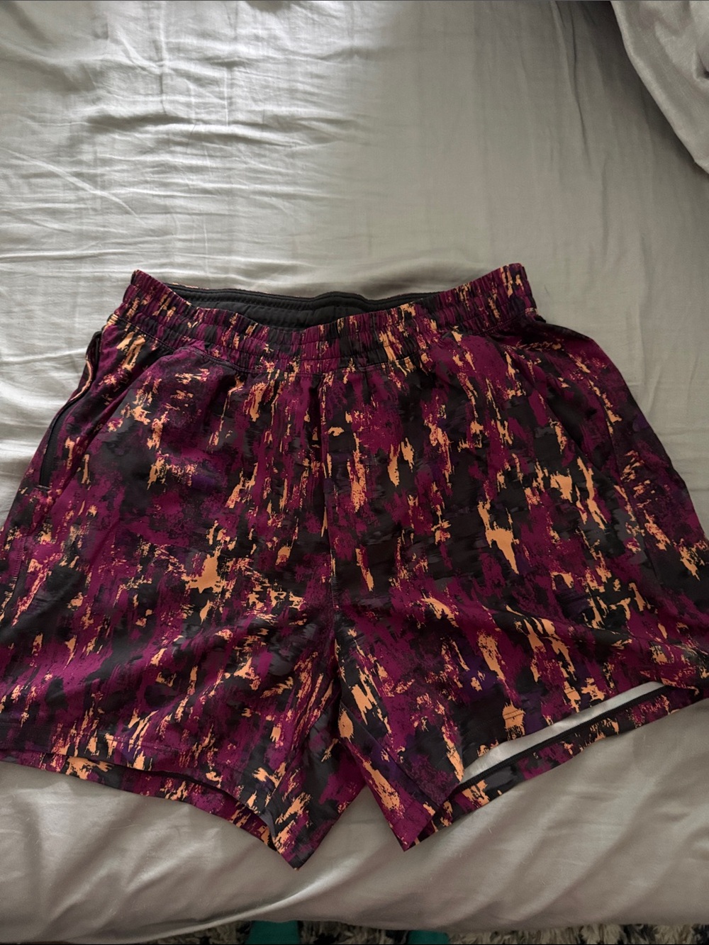 lululemon athletica Men's Purple, Black & Tan Abstract Athletic Shorts